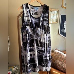 Simply Vera Purple/Black/White Abstract Dress XL